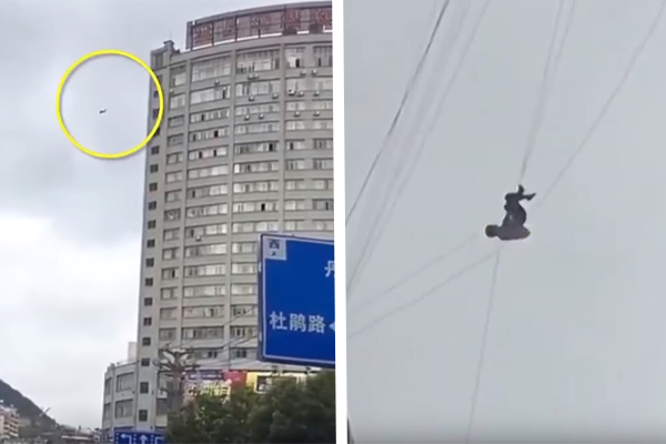 турист по проводам сбежал из отеля в китае