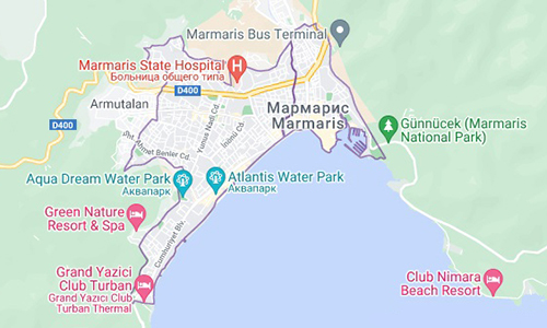 Курорт Мармарис на карте мира, Турция
